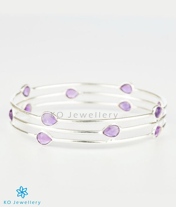 The Amethyst Drops Silver Bangle(Size 2.6/ 2.7)