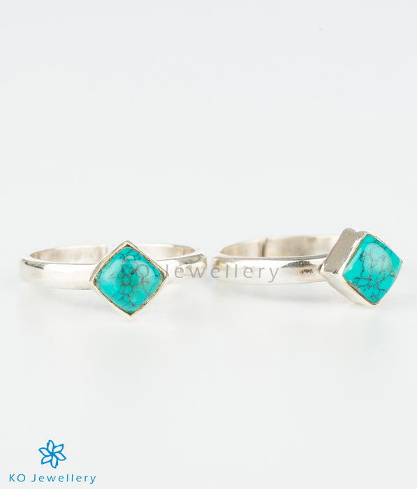 The Pratik Silver Toe-Rings (Turquoise)
