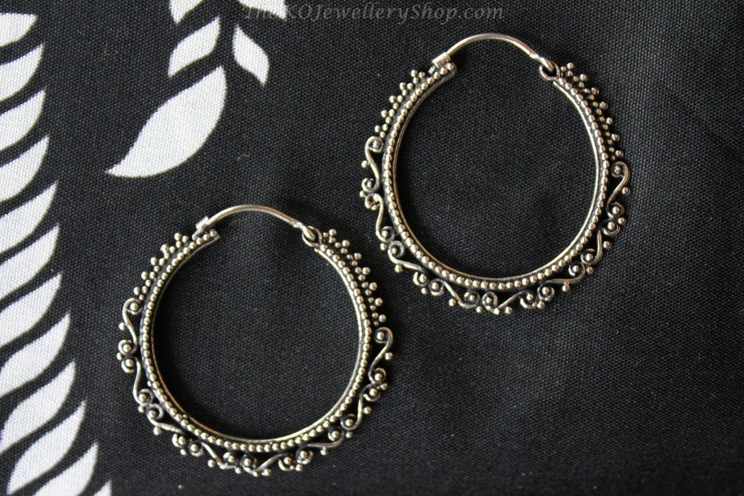 Oxidised Silver hoop Earrings 