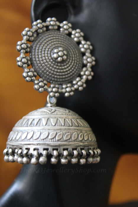 925 sterling silver hand crafted jhumka for women