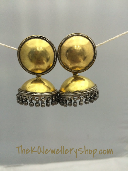 The Silver Swarna Jhumka- Big/Two Tone - KO Jewellery