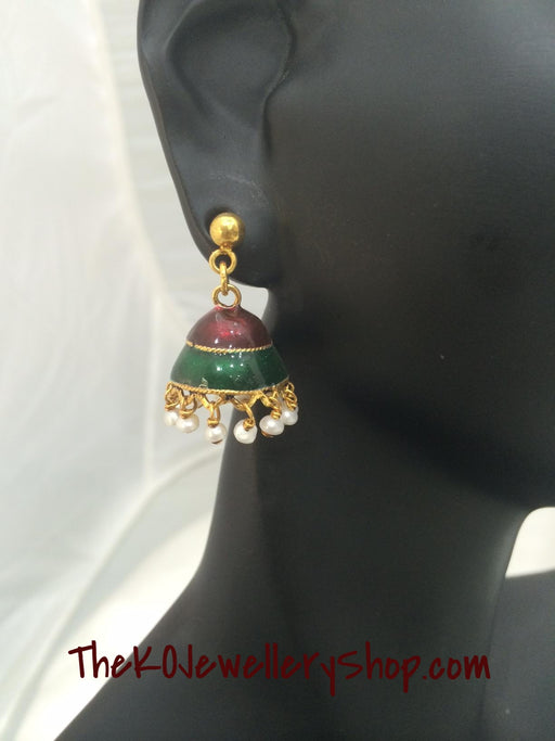 gold plated silver jhumkas