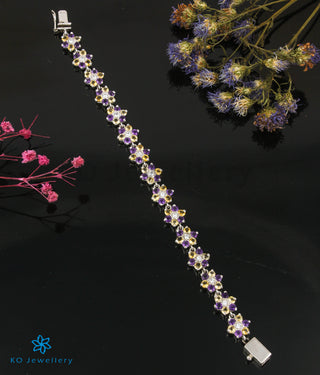 The Amethyst & Citrine Floral Gemstone Silver Bracelet