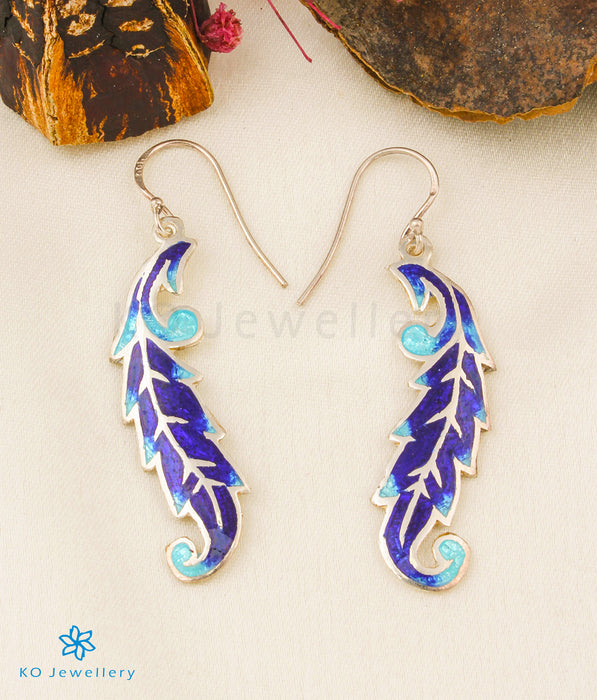 The Janya Silver Meenakari Earrings (Blue)