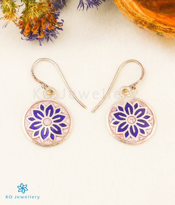 The Megh Silver Meenakari Earrings (Pink/Blue)
