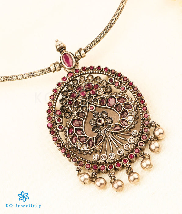The Niranjana Silver Peacock Necklace