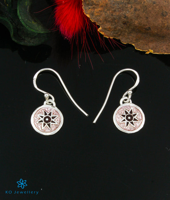 The Kavya Silver Meenakari Earrings (Pink/Brown)
