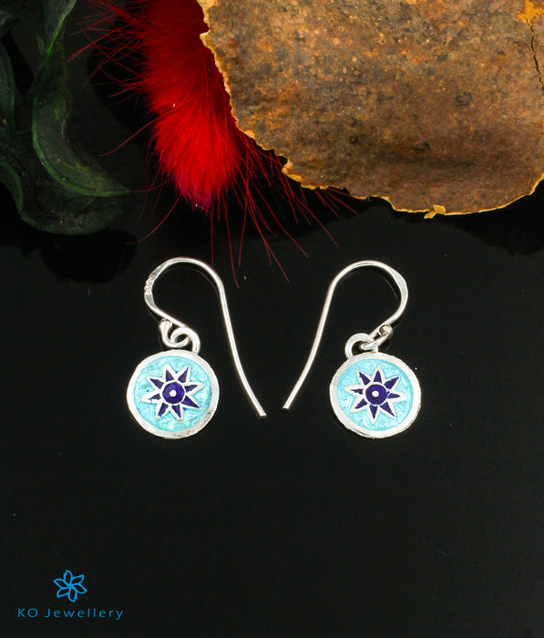The Kavya Silver Meenakari Earrings (Blue)