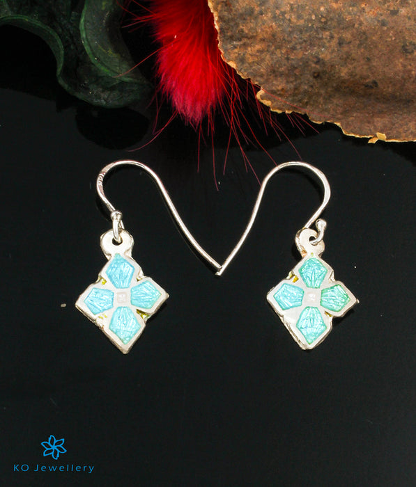 The Tia Silver Meenakari Earrings (Light Blue)