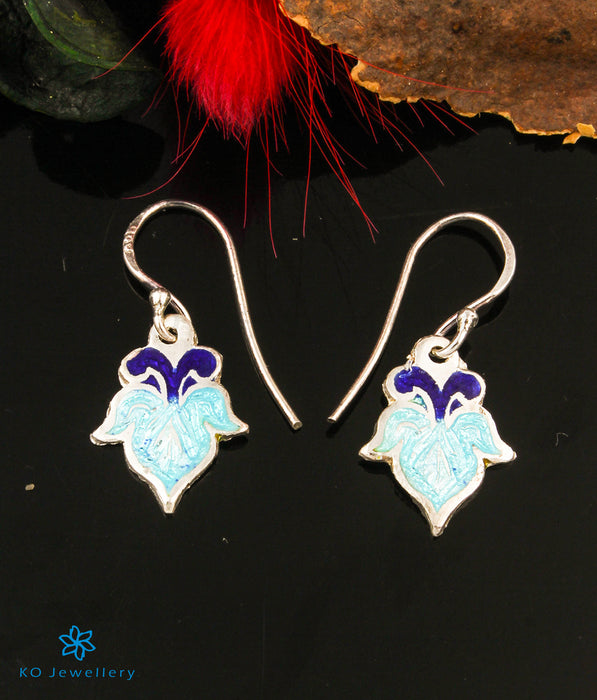 The Pihu Silver Meenakari Earrings (Blue)