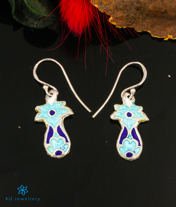 The Pratyusha Silver Meenakari Earrings (Blue)