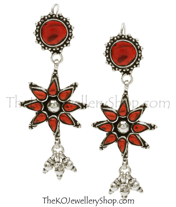 Festive and vibrant pair of pure silver earrings for any occasion shop online.