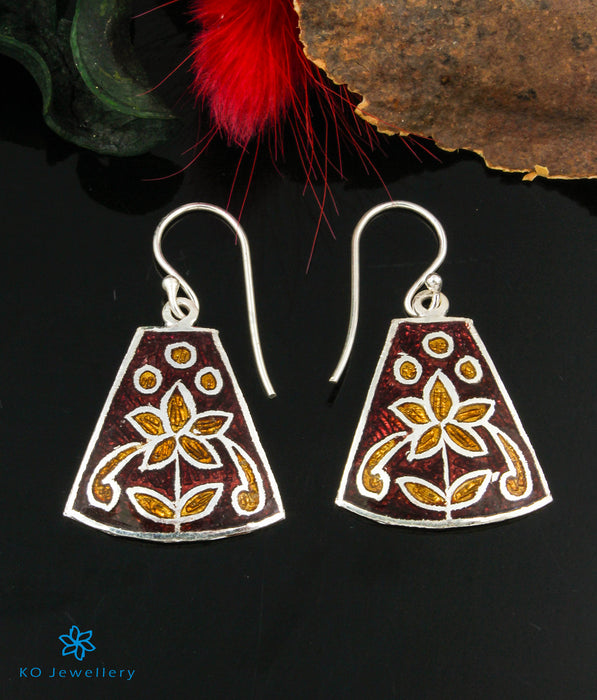 The Phool Silver Meenakari Earrings (Brown/Gold)