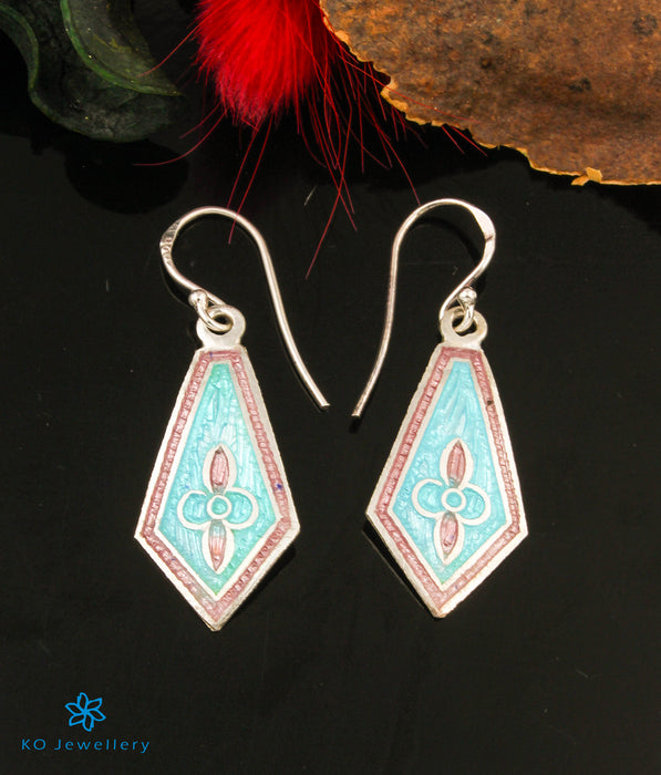 The Vishesh Silver Meenakari Earrings (Blue/Pink)