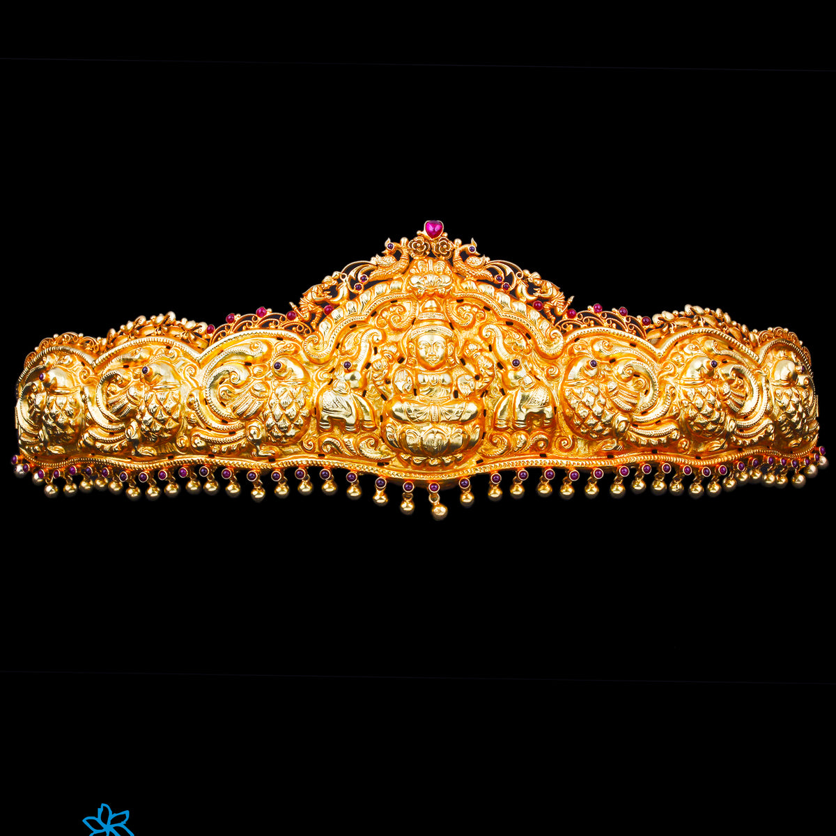 The Rudrani Lakshmi Silver Peacock Oddiyanam (Waist belt with Tassle)