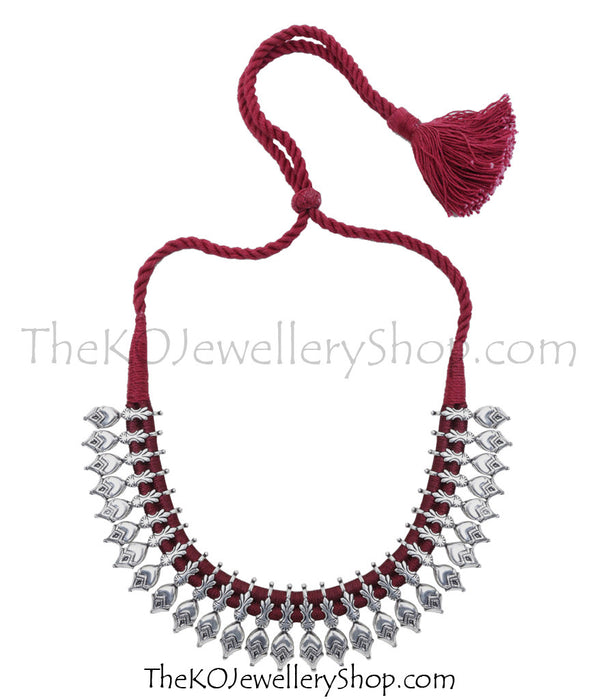 silver red thread necklace for women shop online