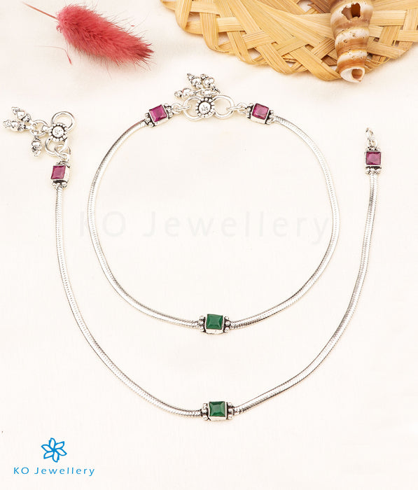 The Yaman Silver Gemstone Anklets