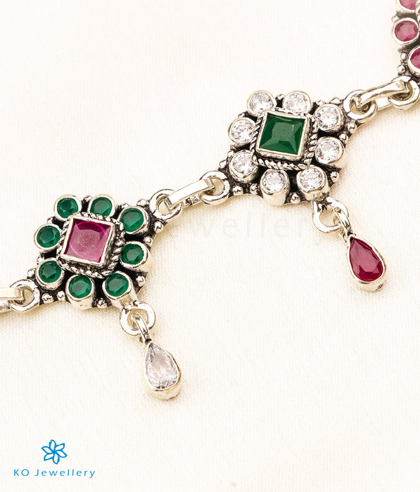 The Samara Silver Gemstone Necklace (White/Green))