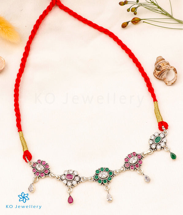 The Vinila Silver Gemstone Necklace (White/Red)