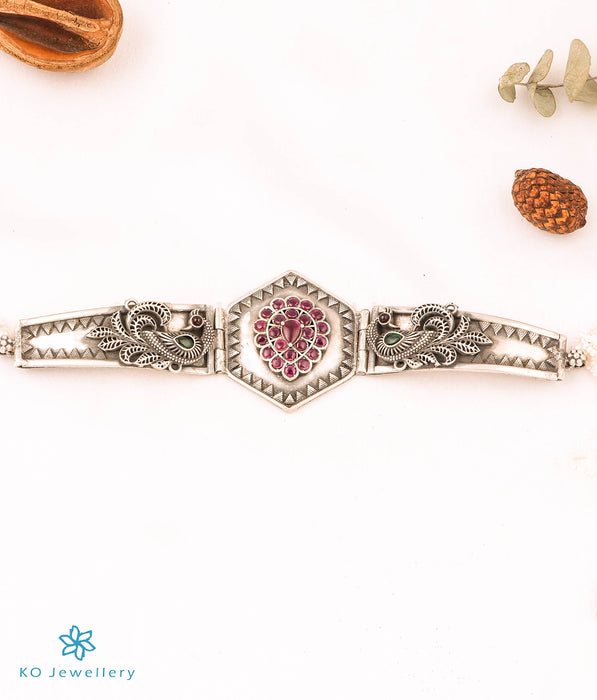 The Anaya Silver Antique Peacock Choker Necklace