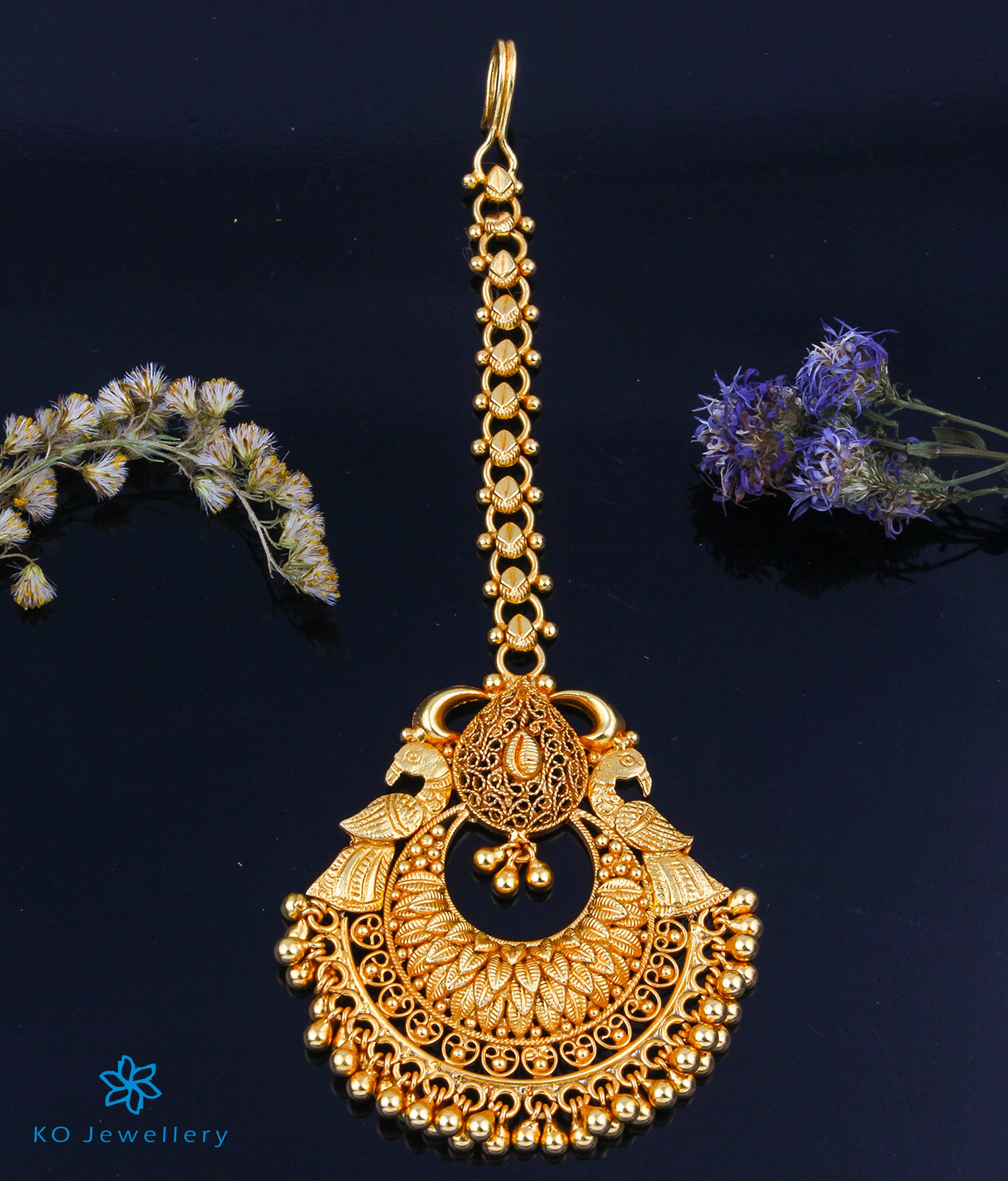 The Mayuraka Silver Maang Tikka-Buy Bridal Designer Maang Tikkas Shop online KO Jewellery