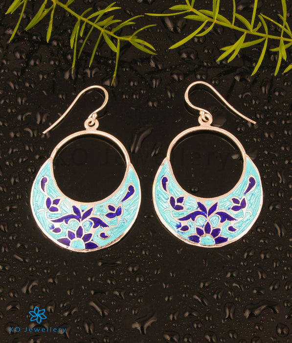 The Jisha Silver Meenakari Earrings (Blue)