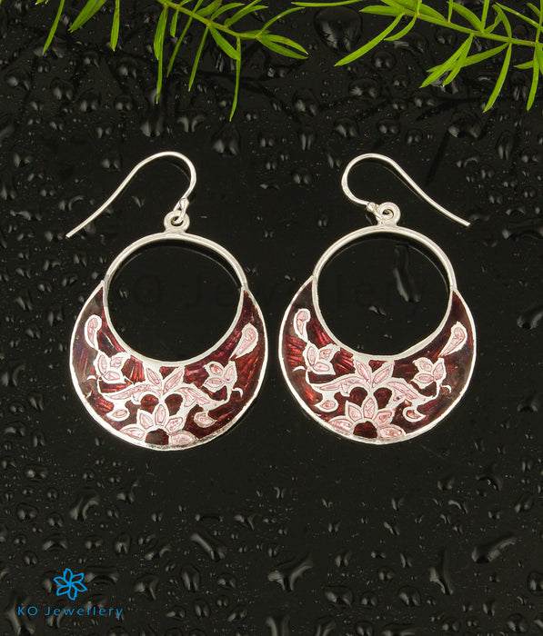 The Jisha Silver Meenakari Earrings (Brown/Pink)