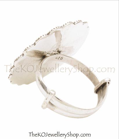 The Vama Silver Peacock Finger Ring