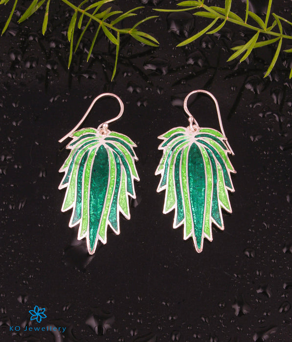 The Shanaya Silver Meenakari Earrings (Green)