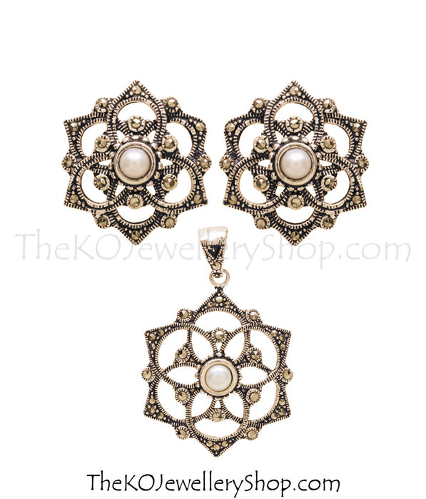 New collection silver pendant set for women shop online