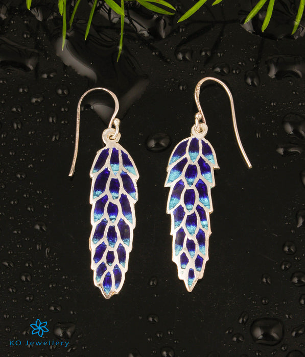 The Afsa Silver Meenakari Earrings (Blue)