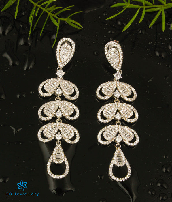 Three layer round design AD long earrings with tear drop tassel – Odara  Jewellery