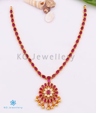 The Abhishi Silver Kempu Necklace (Red)