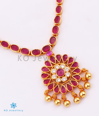 The Abhishi Silver Kempu Necklace (Red)