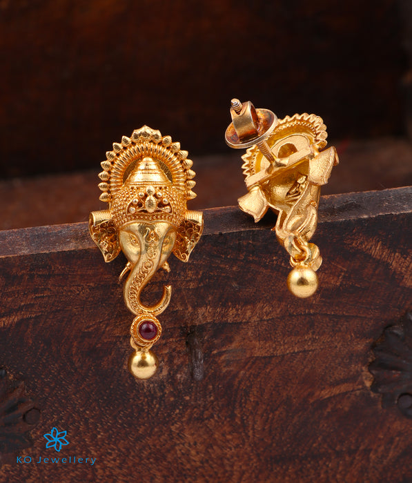 Johar Kamal Gold-Plated Ganesha Design Necklace with Earrings