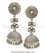 Festive themed hand crafted silver jhumka for women