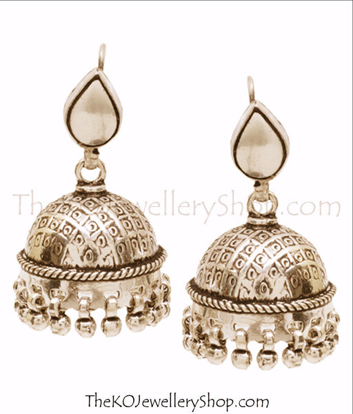 Online shopping pure silver glass jhumka for women