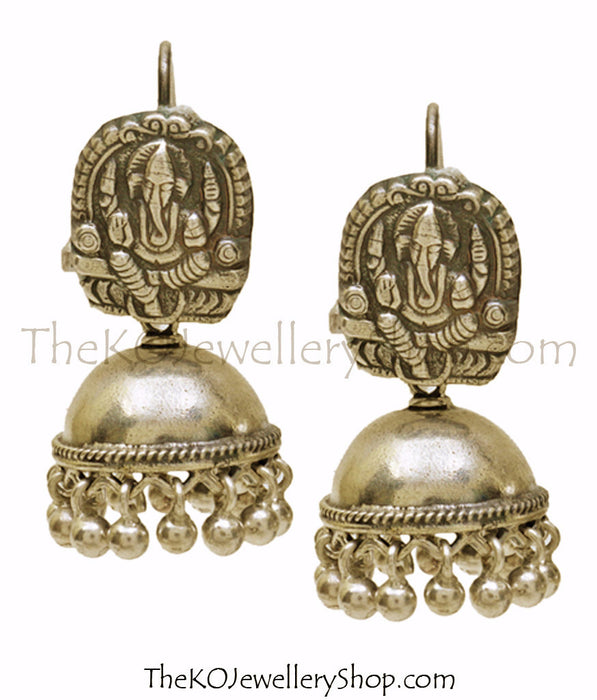 The Tarun Silver Ganesha Jhumka