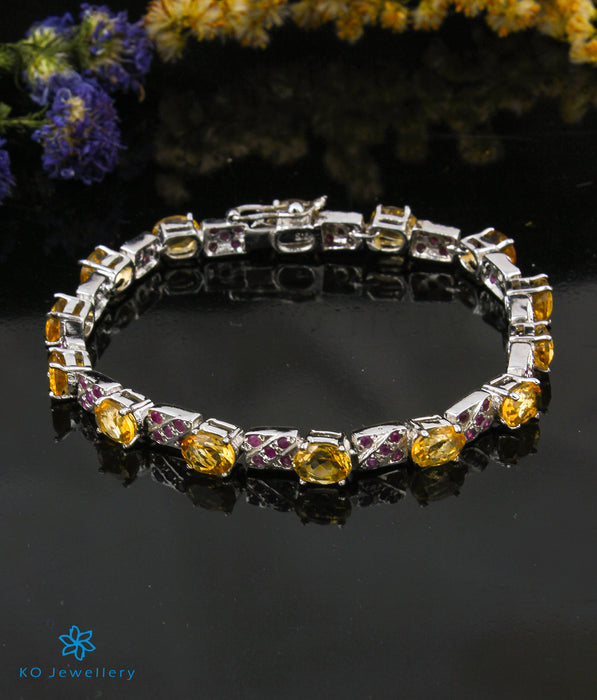 The Golden Topaz & Ruby Gemstone Silver Bracelet