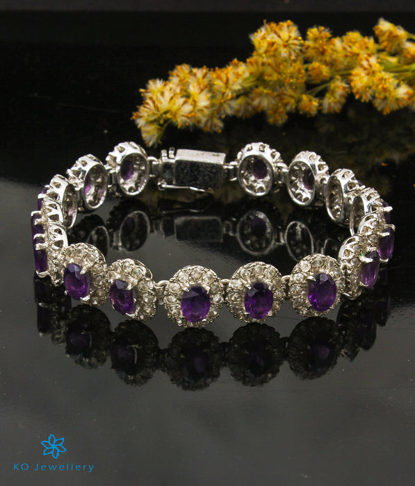 The Luxe Amethyst Gemstone Silver Bracelet