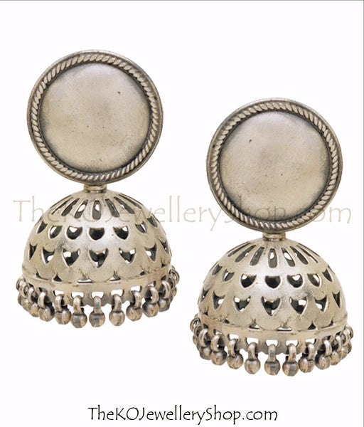 Online shopping pure silver circular stud jhumka for women 