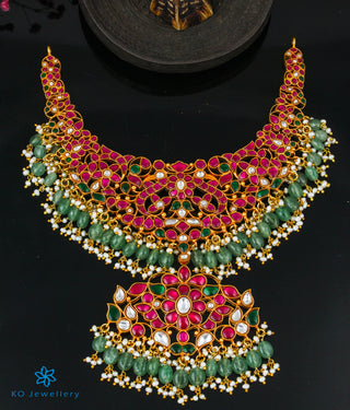 The Utsav Silver Kundan-Jadau Peacock Necklace