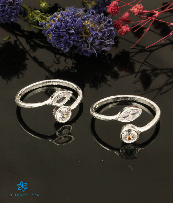 The Aura Silver Toe-Rings (Red)