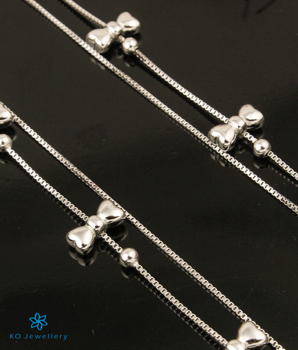 The Bow Silver Chain Anklets