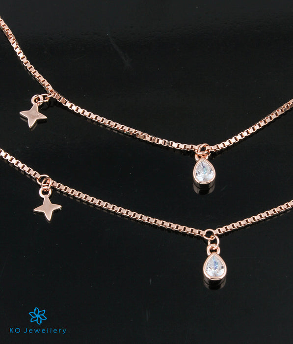 The Charms Silver Rose-gold Anklets
