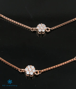 The Bloom Silver Rose-gold Anklets