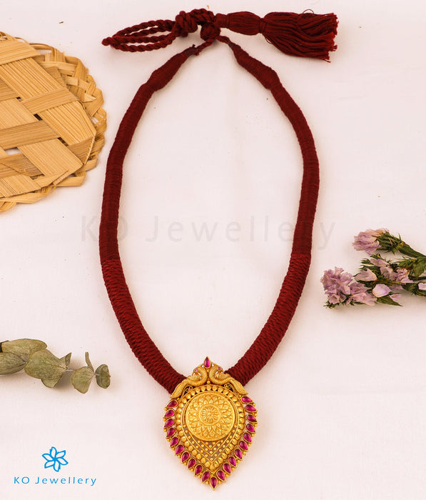 The Vyoma Silver Thread Necklace (Maroon)