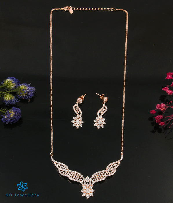 The Ornate Silver Rose-Gold Necklace Set
