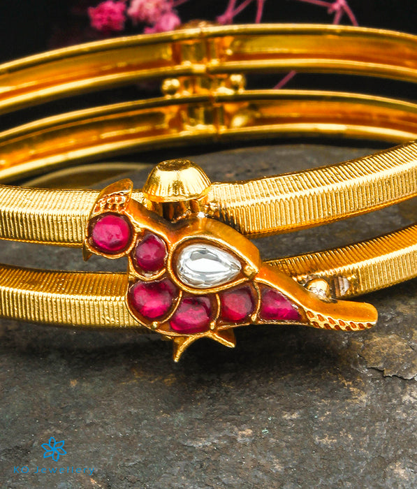 The Gili Silver Kada Bracelet (Red/Size/2.6)