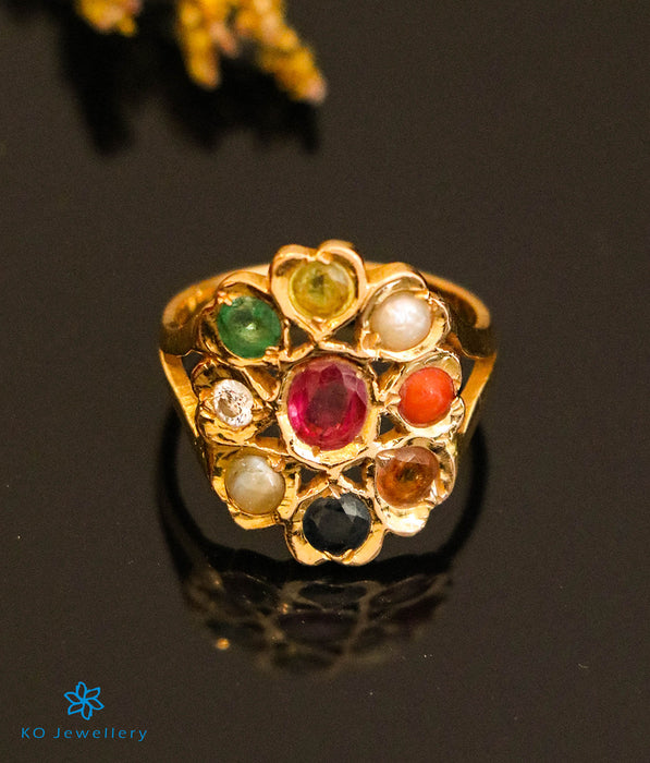 Heritage Precious Navratna 22 KT Gold Finger Ring